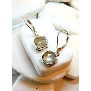 Sterling Silver Green Amethyst Prasiolite  Earrings AAA Gems Minimalist